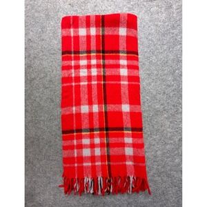 Faribo Red Plaid Acrylic Throw Blanket Fringed Tartan Made in USA 46x56